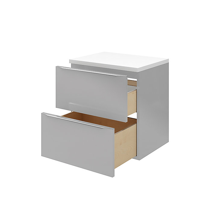 Ensemble l.60 cm meuble sous vasque Imandra gris à suspendre + plan de toilette Marloes aggloméré blanc brillant