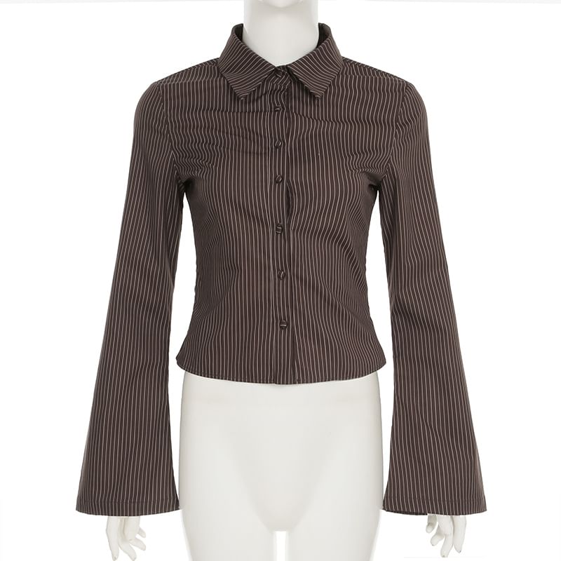 BrickBlack - Gestreept slim fit overhemd met lange mouwen