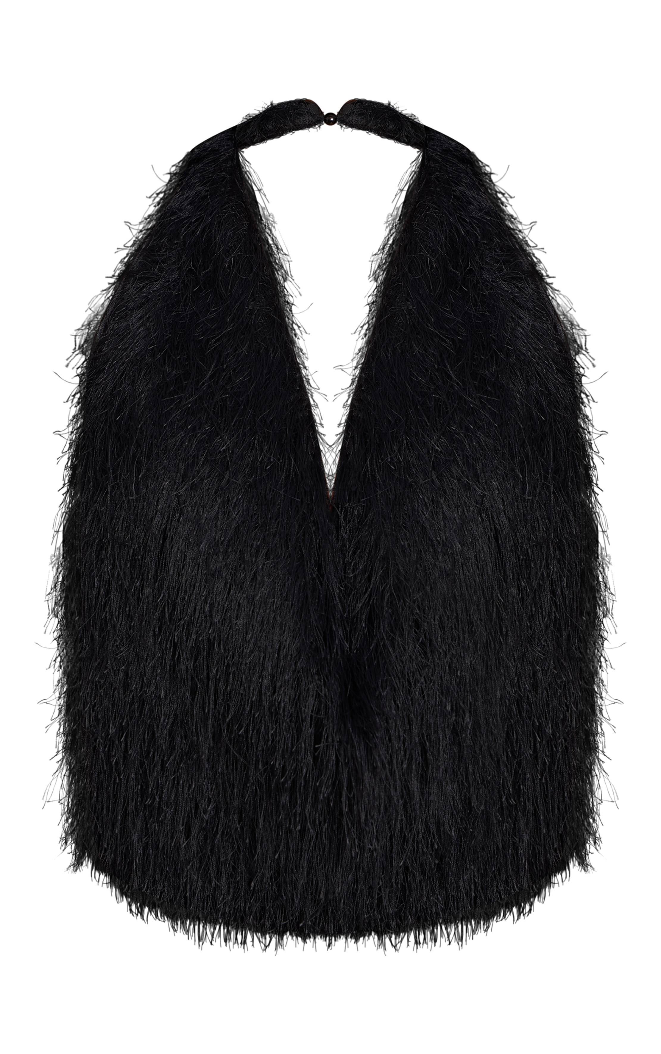 Noir Haut Col Bénitier En Synthétique Texturée