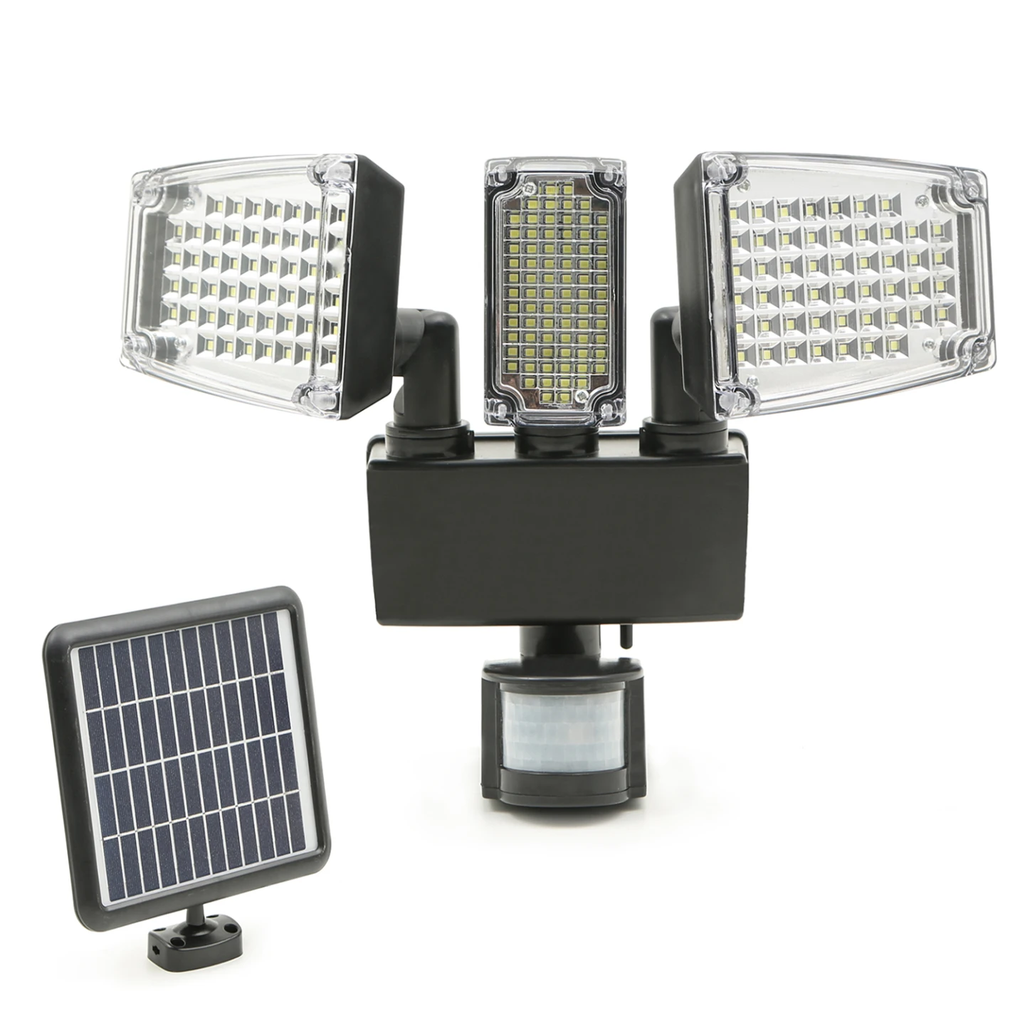 Projecteur solaire 3 têtes 178 LED détecteur de mouvement