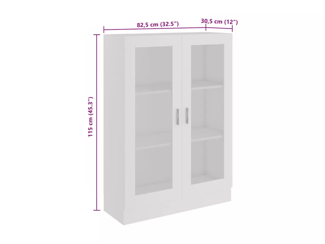 Armoire à vitrine Blanc 82,5x30,5x115 cm Bois d'ingénierie