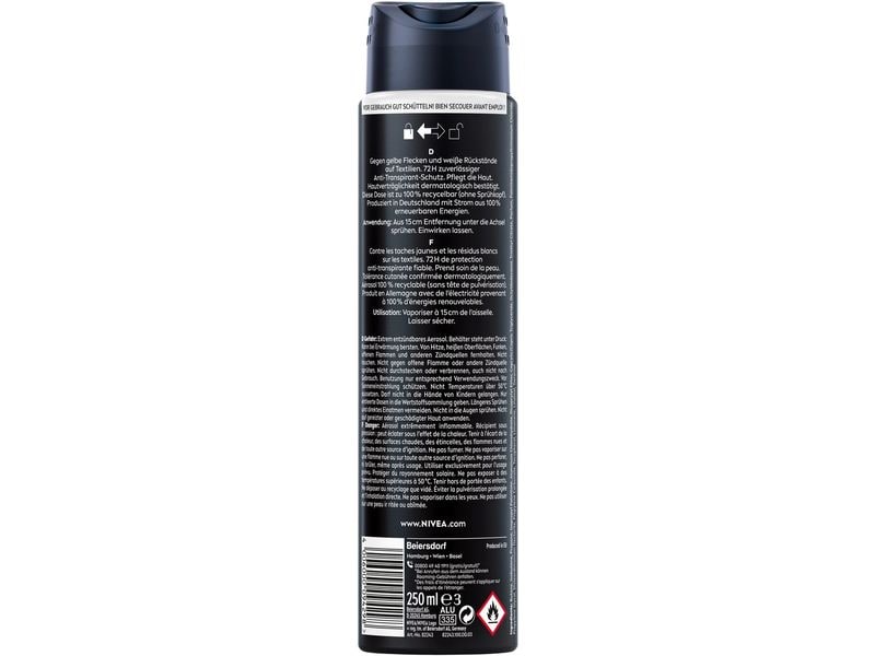 NIVEA MEN Deo Spray Black and White XXL 250 ml Deodorant, das weniger weisse Rückstände auf dunklen Stoffen hinterlässt