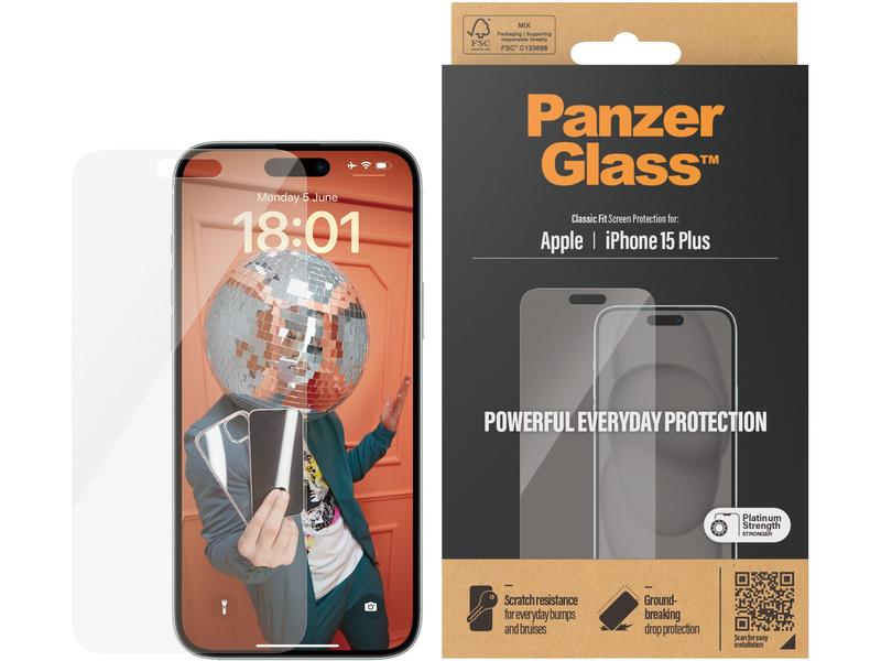 Panzerglass Displayschutz Classic Fit iPhone 15 Plus Display-Schutzfolie für das Apple iPhone 15 Plus