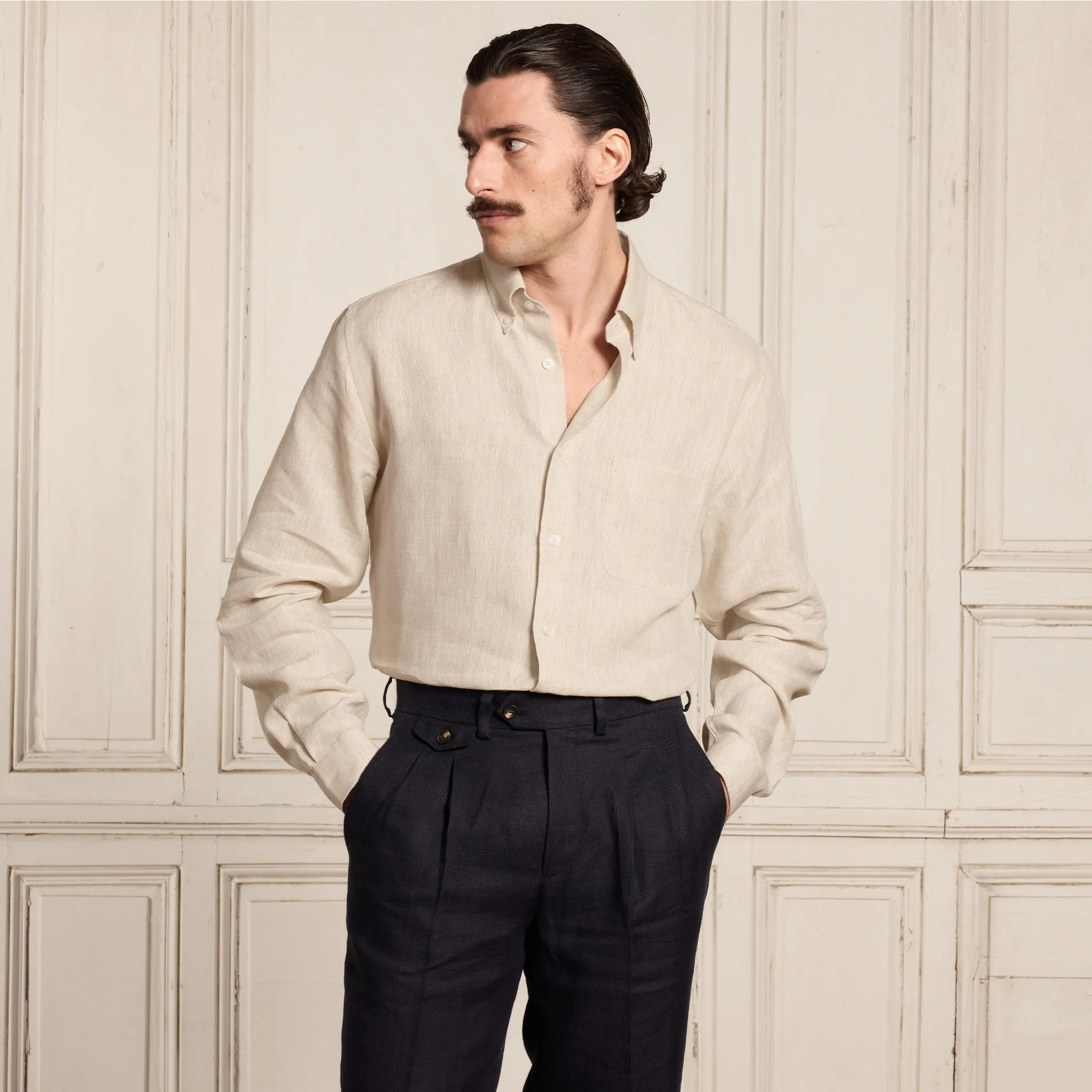 Natural beige linen shirt
