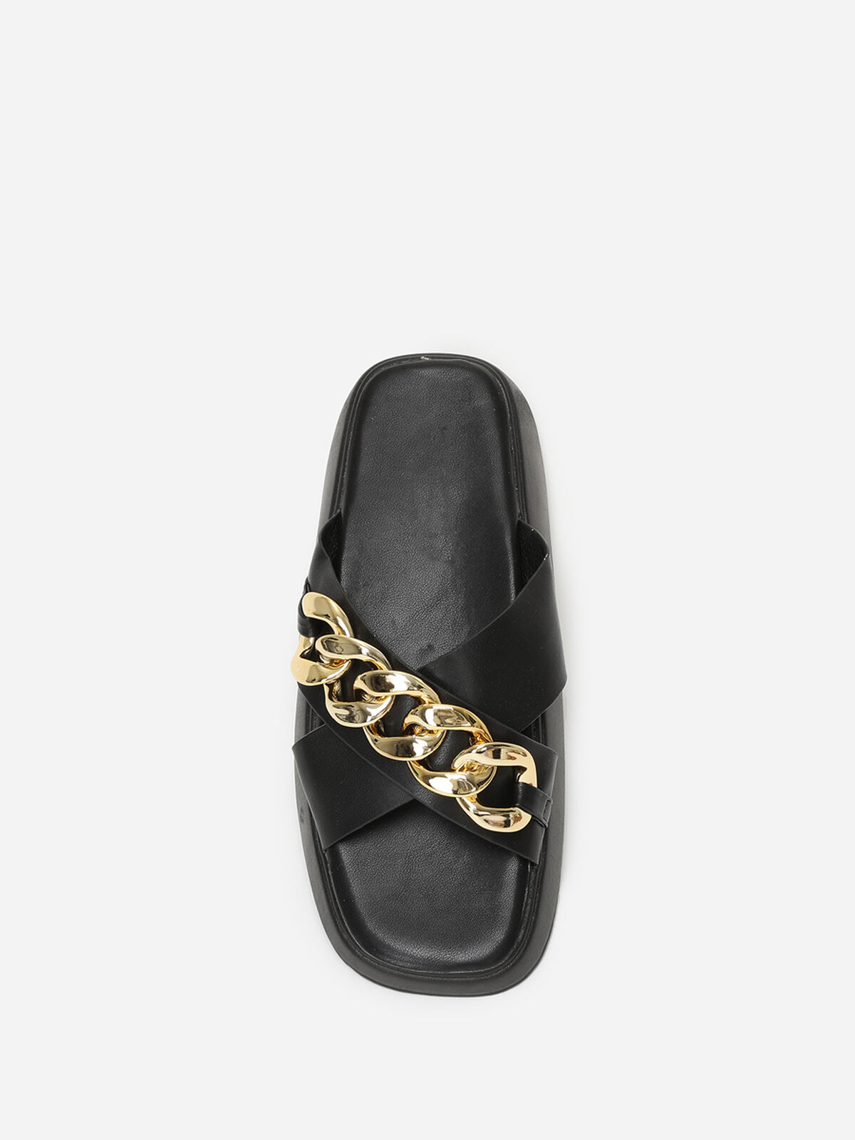 Mules à plateforme et brides chaîne- Noir