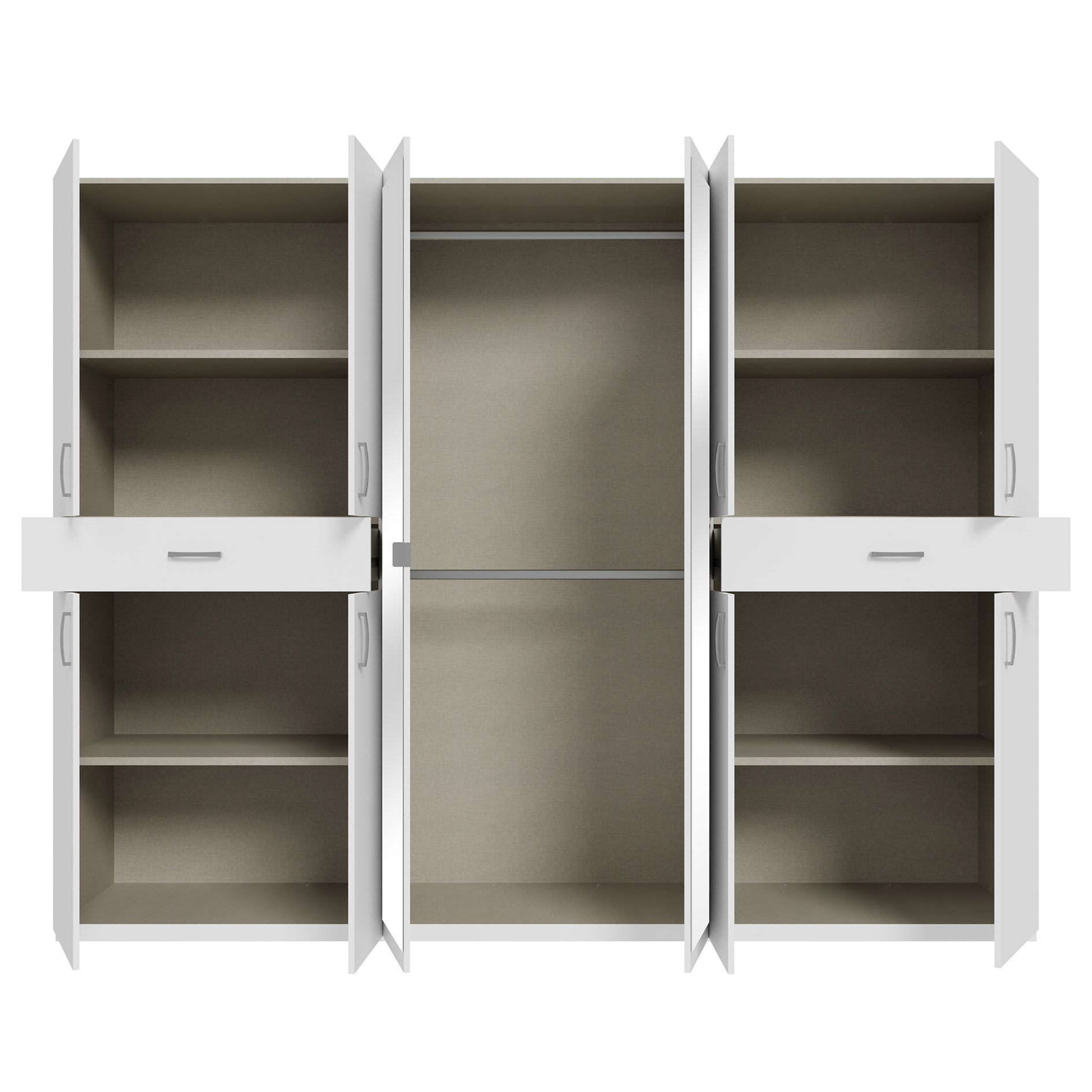 Drehtürenschrank - weiß - 10 Türen - 269,7 cm
