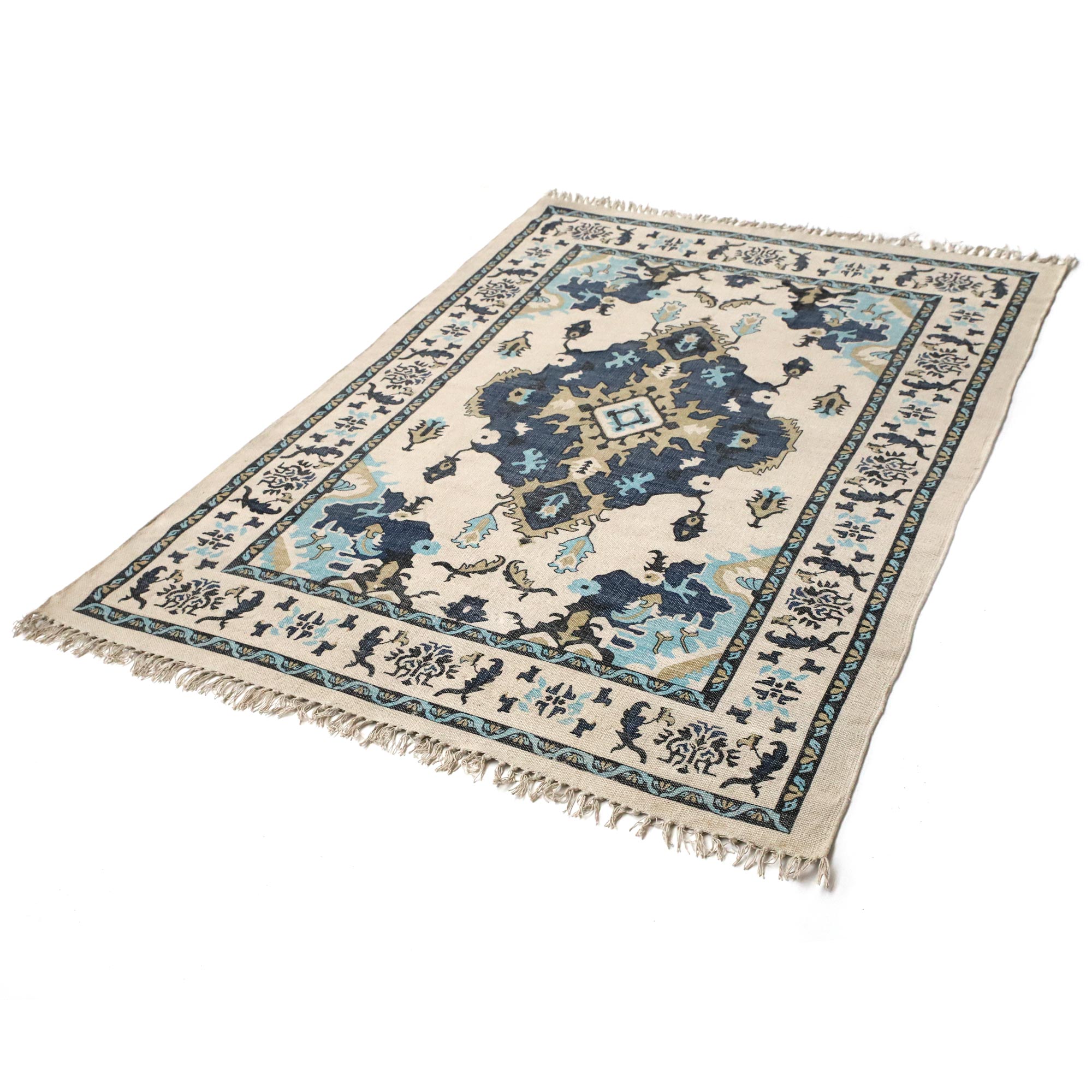 Teppich 'Nisha', weiß, blau, B 200 cm, L 140 cm von fischer's lagerhaus