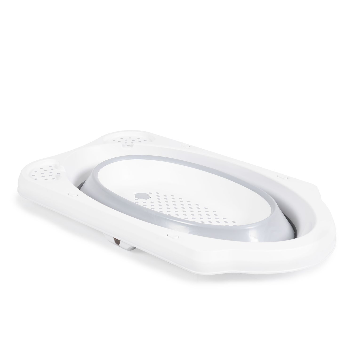Cangaroo faltbare Babybadewanne Maui, 84 cm lang, Wasserablauf, Ablagefächer grau