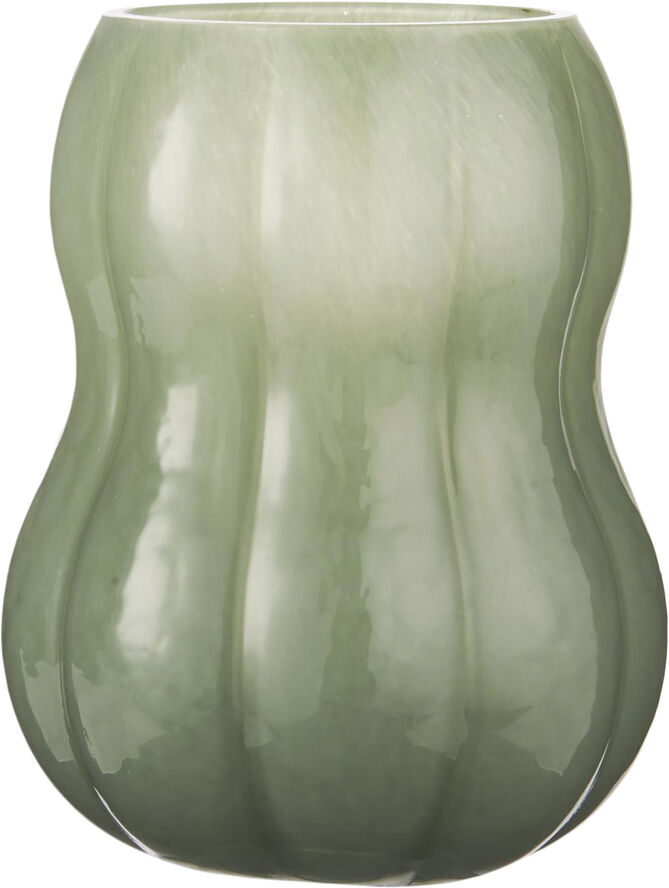 Ib Laursen Vase m/riller Veneto gennemfarvet grønt glas Grøn