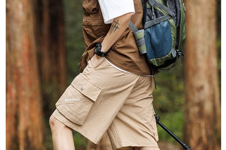 Dandyluxe - Cargoshorts met trekkoord en letterprint