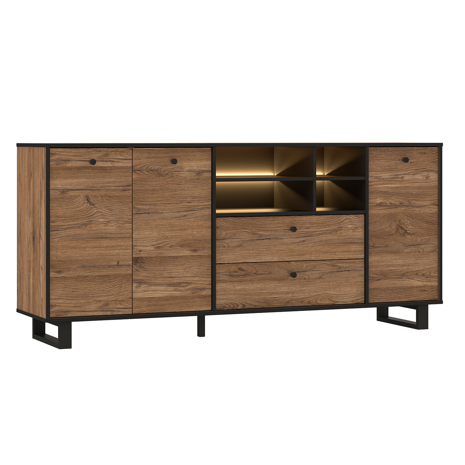Sideboard - Colonial Eiche - schwarz - 180 cm