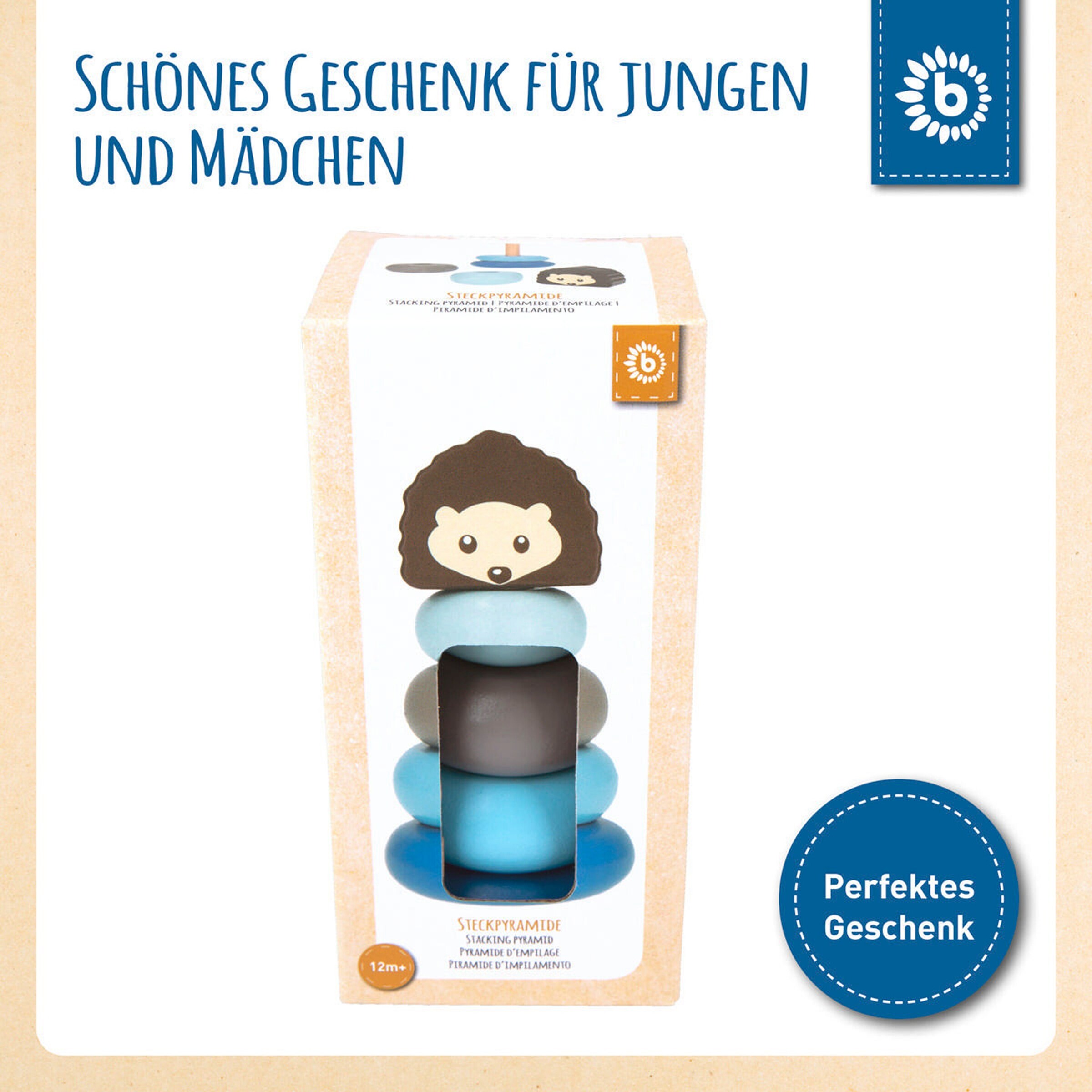 Bieco Stapelturm Holz Igel - ab 12 Monate Blau