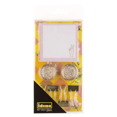 Idena Büro-Set rosegold 2 Magnete, Notizzettel