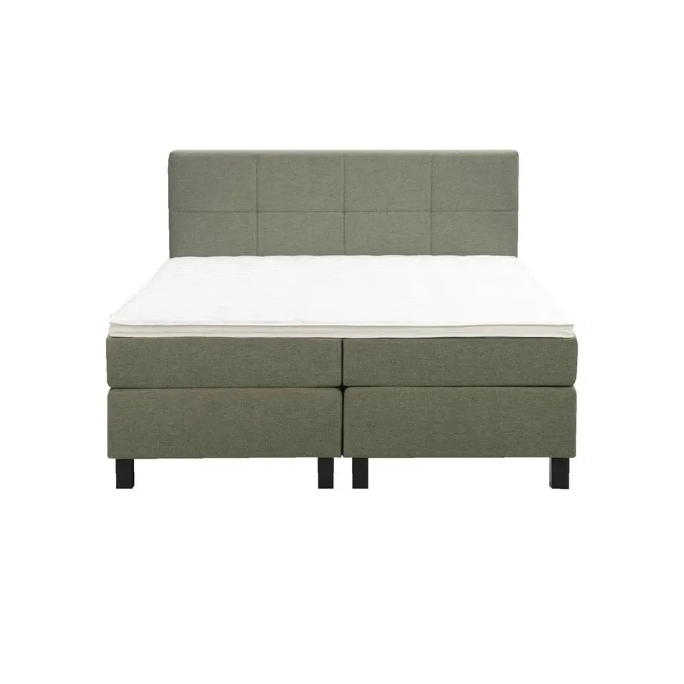 Boxspring Liv geblokt - groen - 180x200 cm - vierkante poot