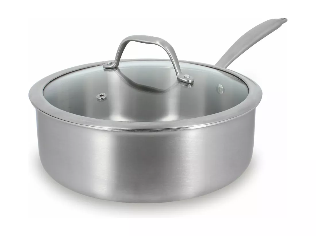 Menastyl - Sauteuse Triply 24cm En Inox Couvercle Verre Fabriquee En France
