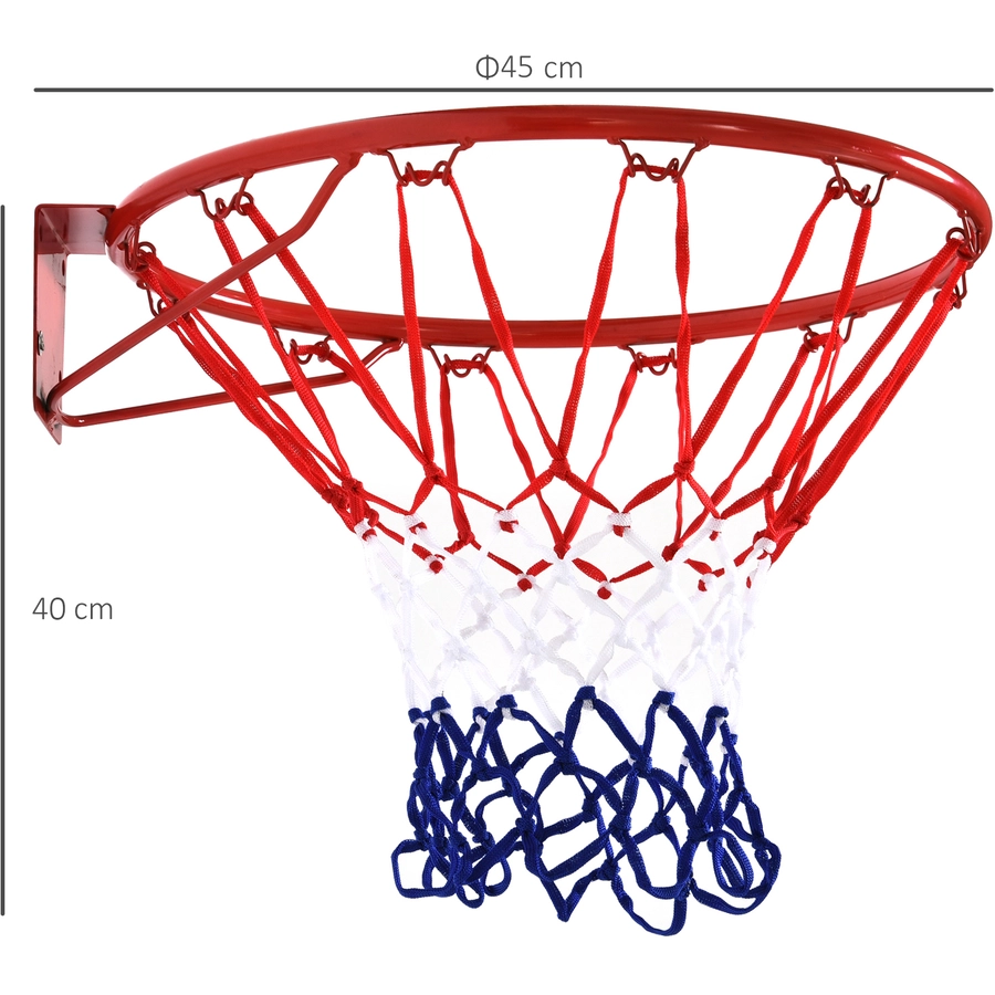 HOMCOM Basketballkorb mit Netz rot, blau, weiß