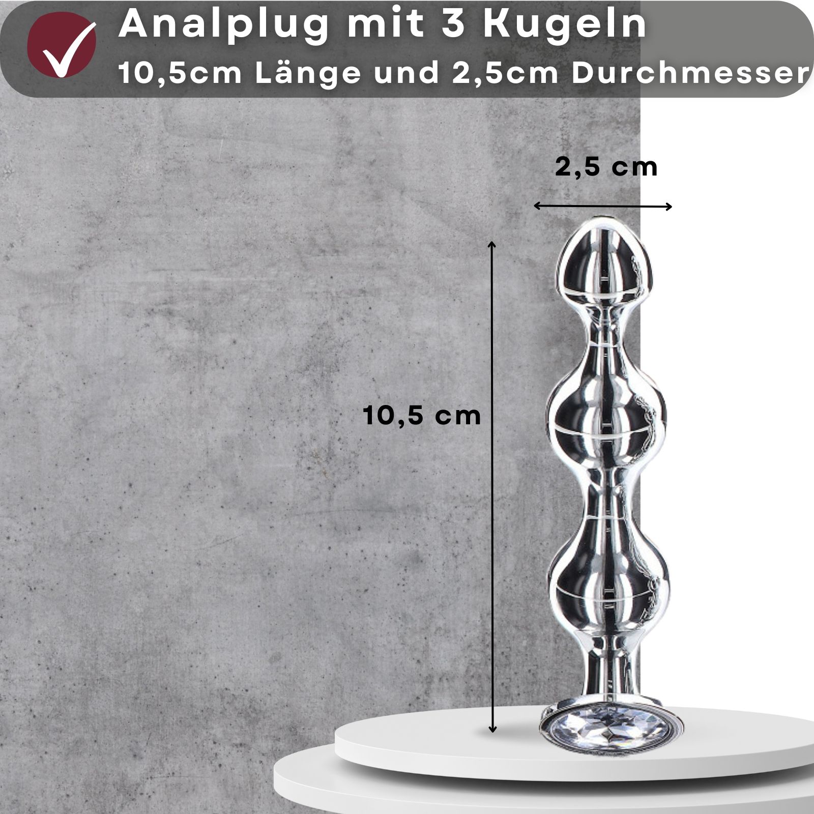 Lovelyness - Analplug aus Metall 3 Kugeln mit Zierstein