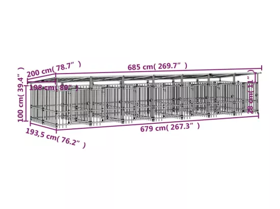 Chenil cage enclos pac noire 685 x 198 x 128 cm 02_0041739