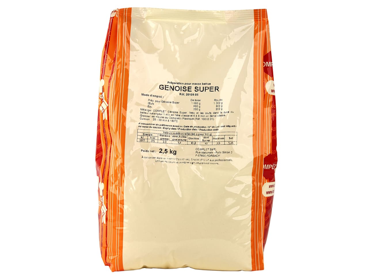 Préparation en poudre pour génoise - 2,5 kg - Complet