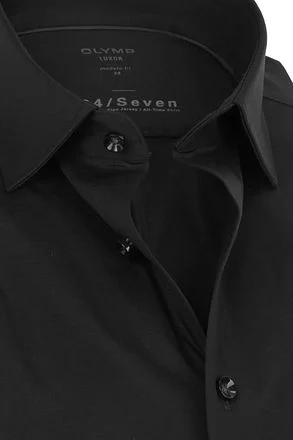OLYMP Luxor Jersey Stretch Overhemd 24/Seven Zwart 120264-68 kopen