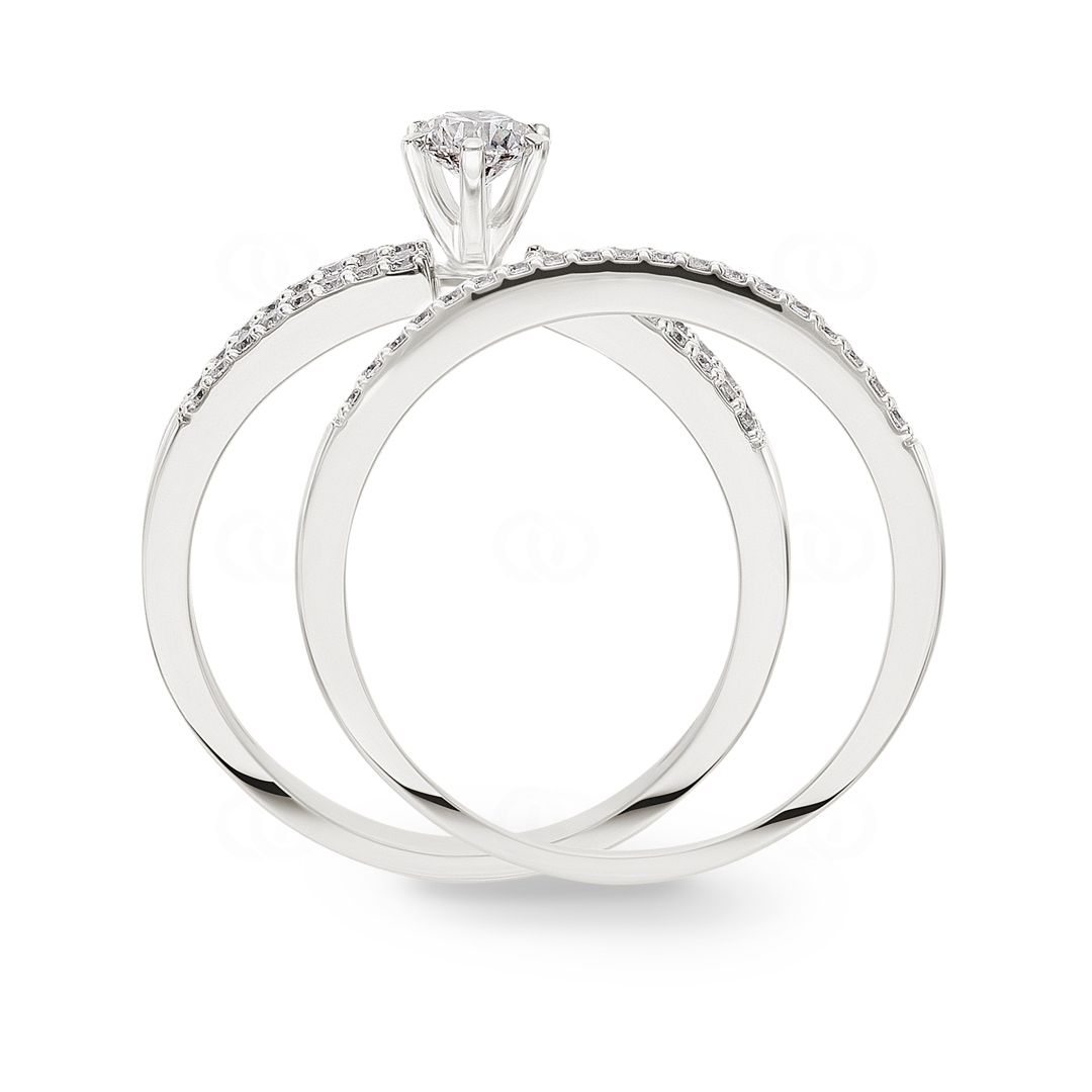Verlobungsring mit Beisteckring 750/18 K Weissgold mit Diamanten 0.51 ct H/si