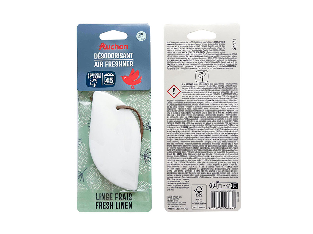 AMBIENTADOR AUTO AUCHAN POLIMERO FRESH LINEN