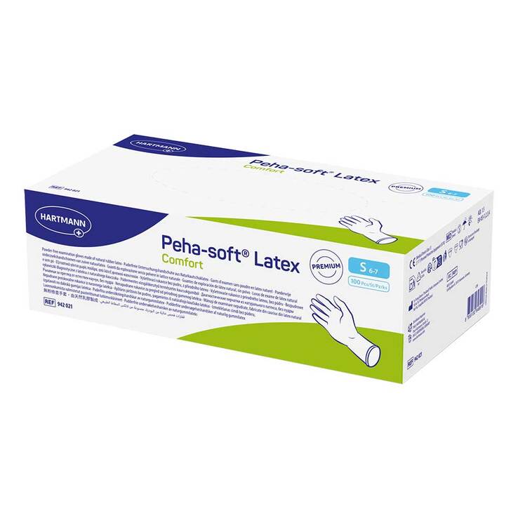 Peha-Soft Latex Comfort Untersuchungshandschuhe unsteril pf S, 100 St