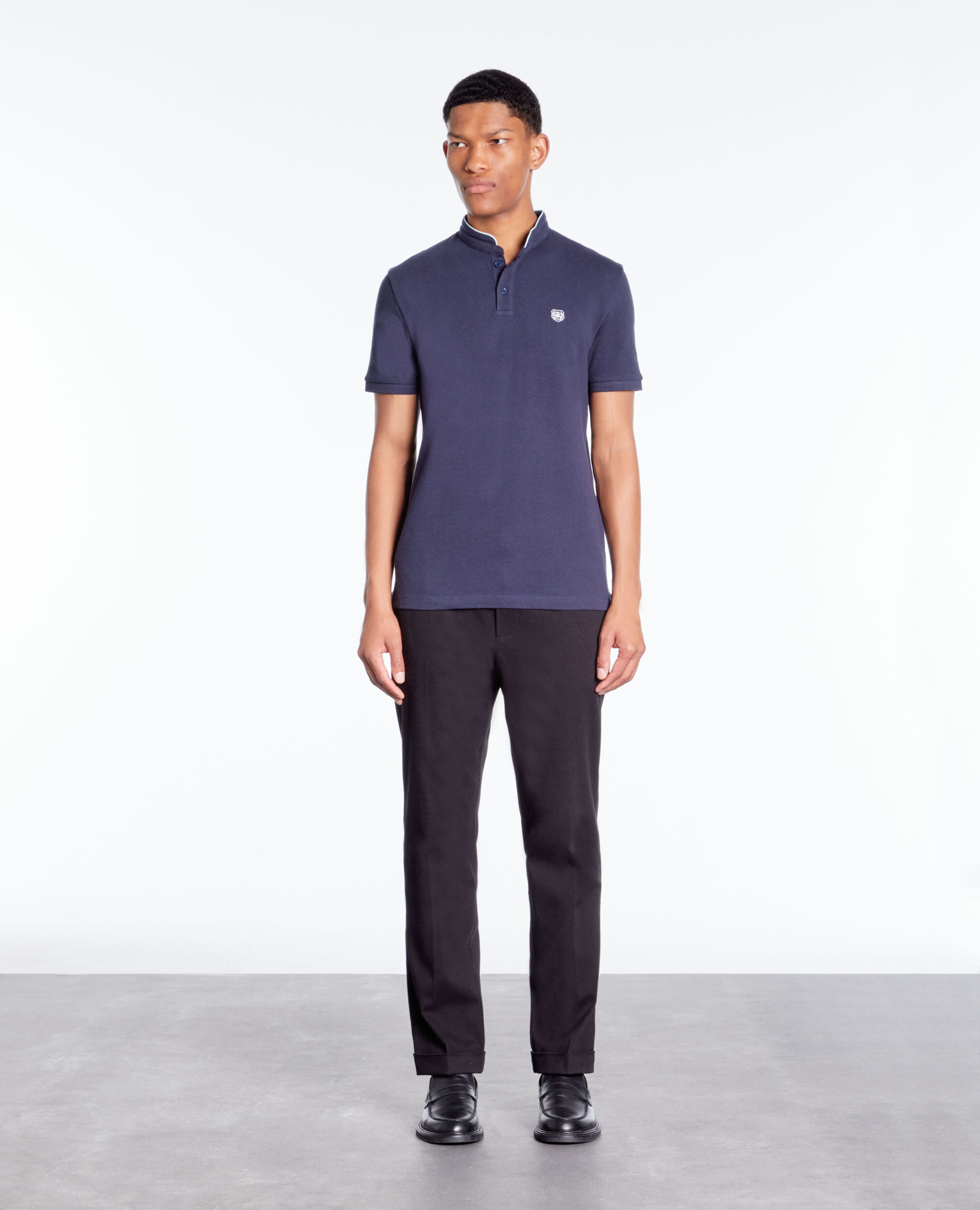 Polo bleu marine en coton
