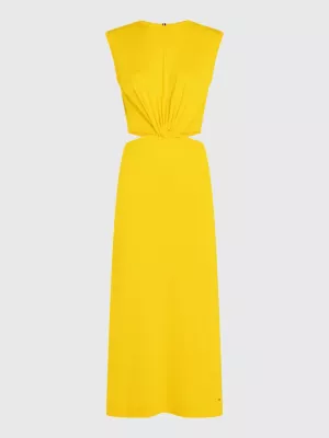 Vestido midi com recorte na cintura