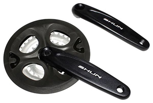 PEDALIER VTT P2R 7-8V. ALU NOIR BLACK-X 170mm 42-34-24 (BOITIER 113mm) AVEC PARE CHAINE