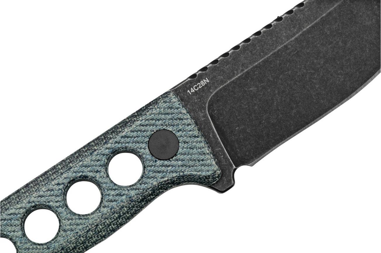 QSP Knife Canary QS141-D2 Blackwashed, Denim Micarta, nekmes