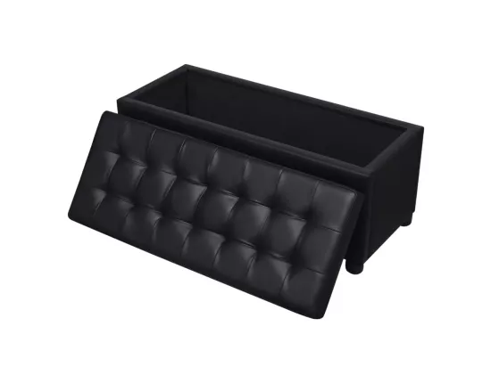 Pouf de rangement Cuir synthétique Noir