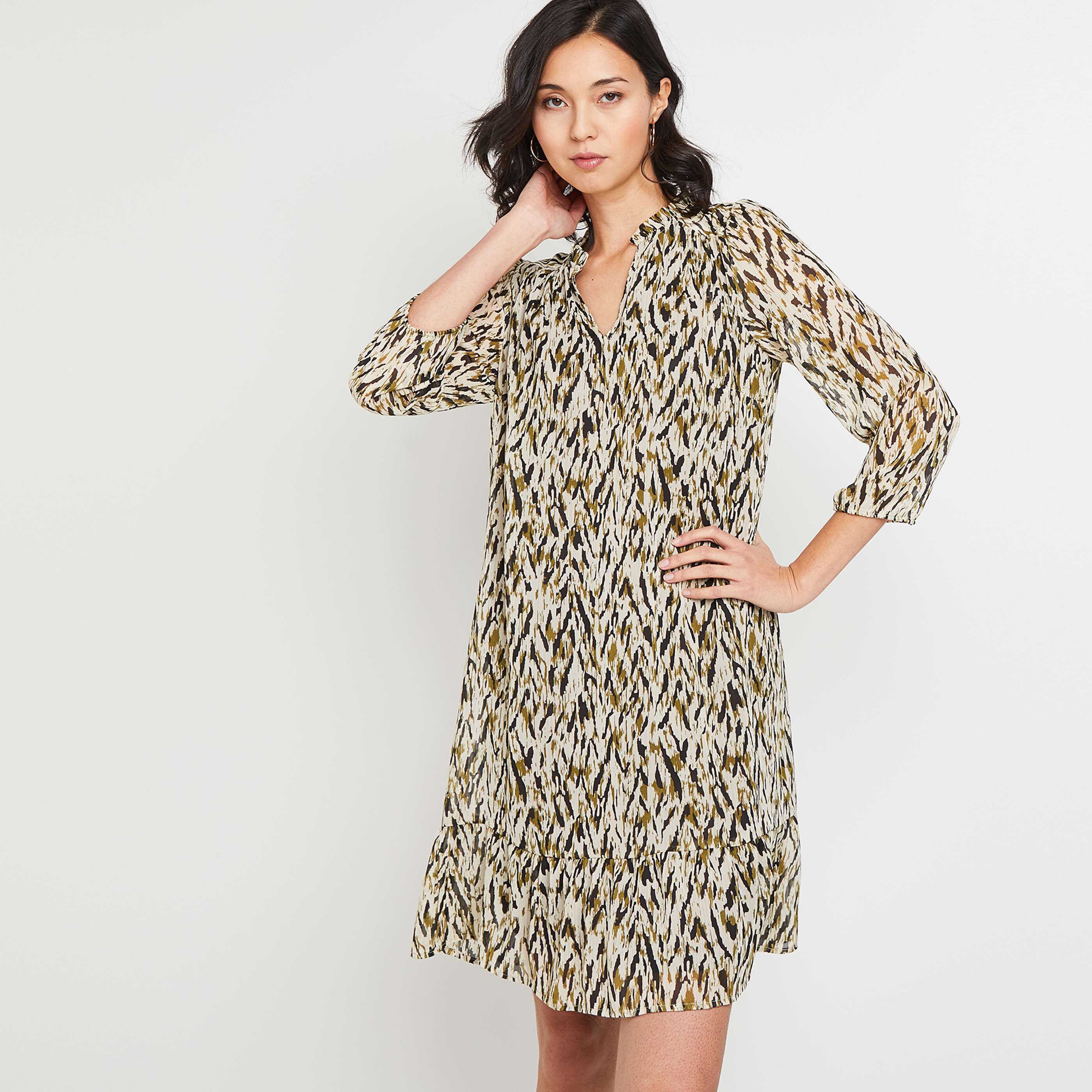 Robe imprimée femme - KAKI