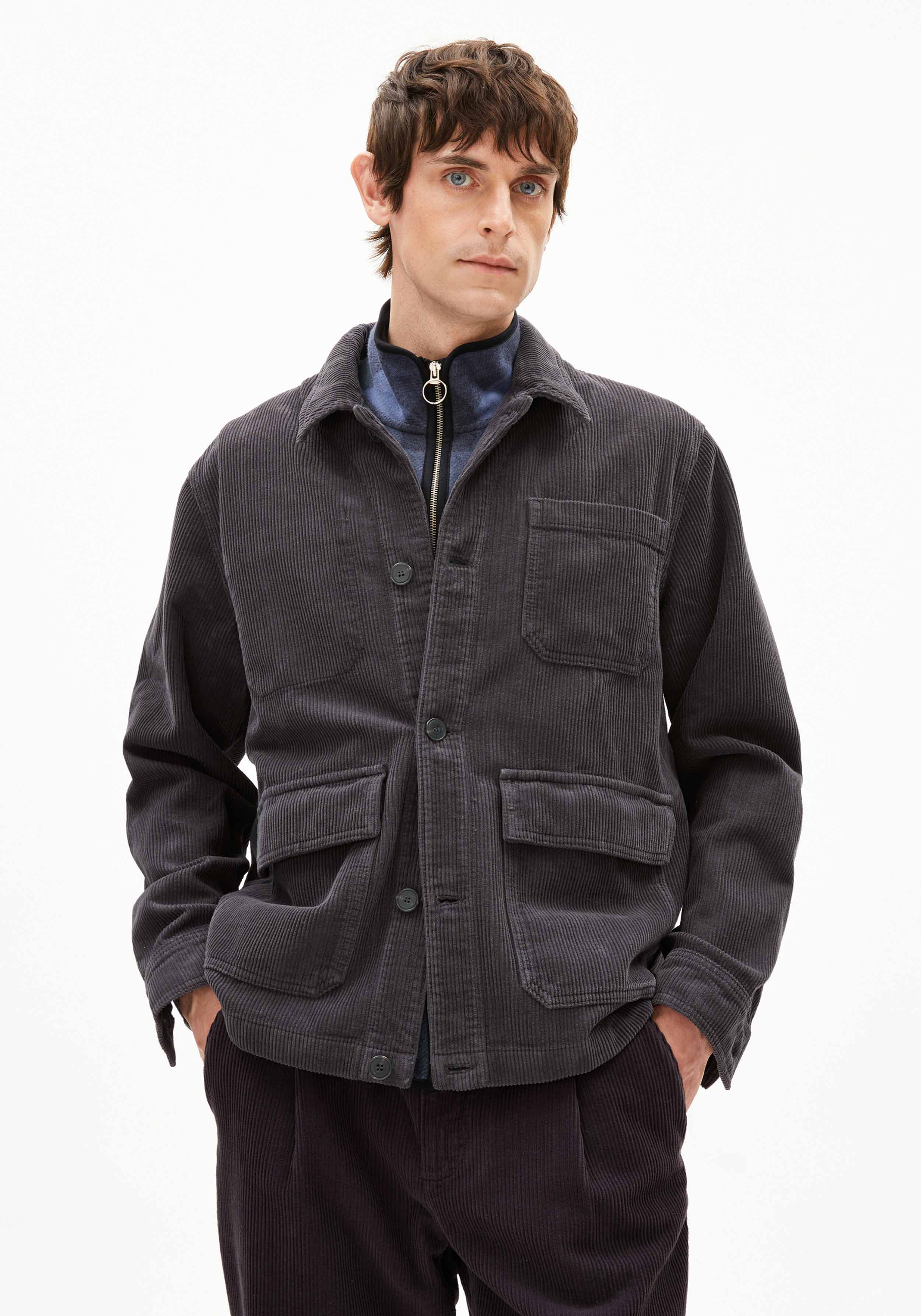 Armedangels Cord-Overshirt Avaan Dark Steel
