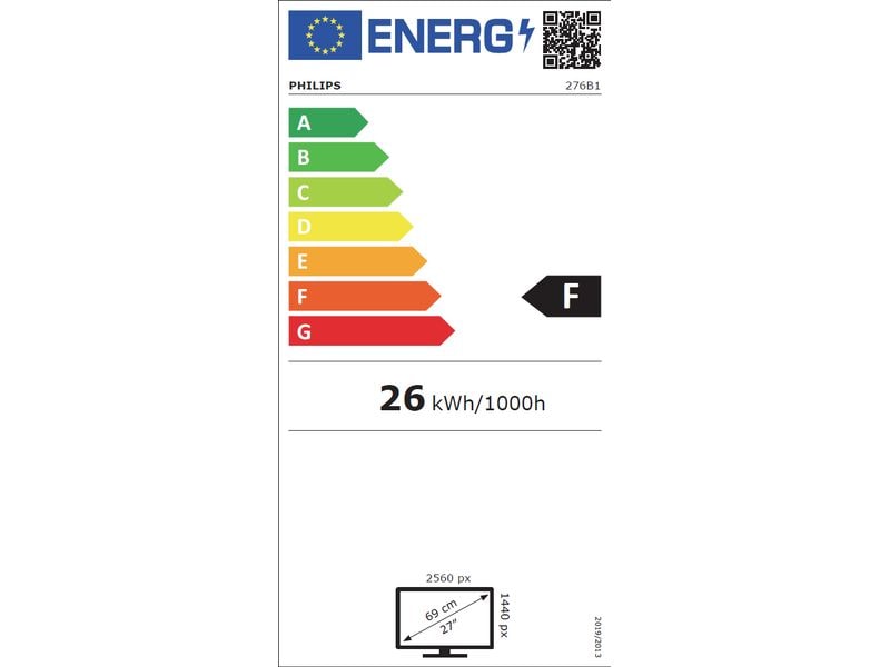 Philips Monitor 276B1/00 27-Zoll-Monitor mit QHD-Auflösung und USB-C-Anschluss sowie vielen ergonomischen Einstellungen und energiesparenden Technologien