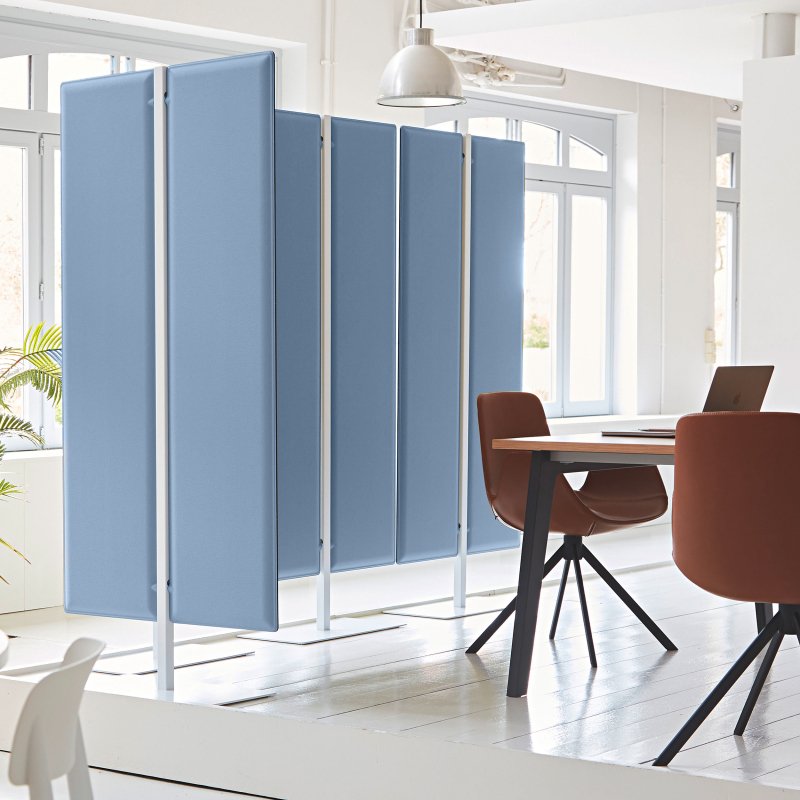 Cloison ECLA acoustique Hauteur 180 cm sur pied métal blanc