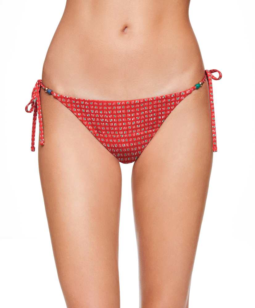 Calcinha de biquíni estampada com amarrações