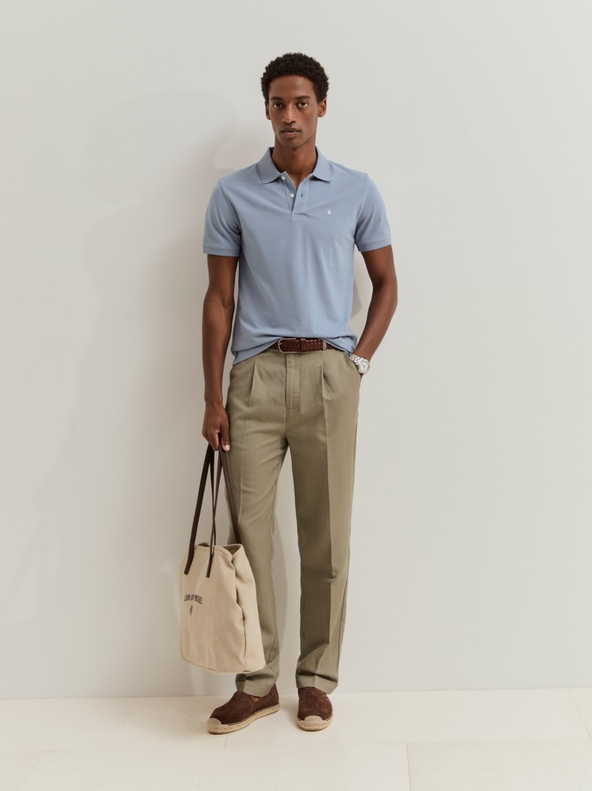 Polo piqué slim fit garment dye