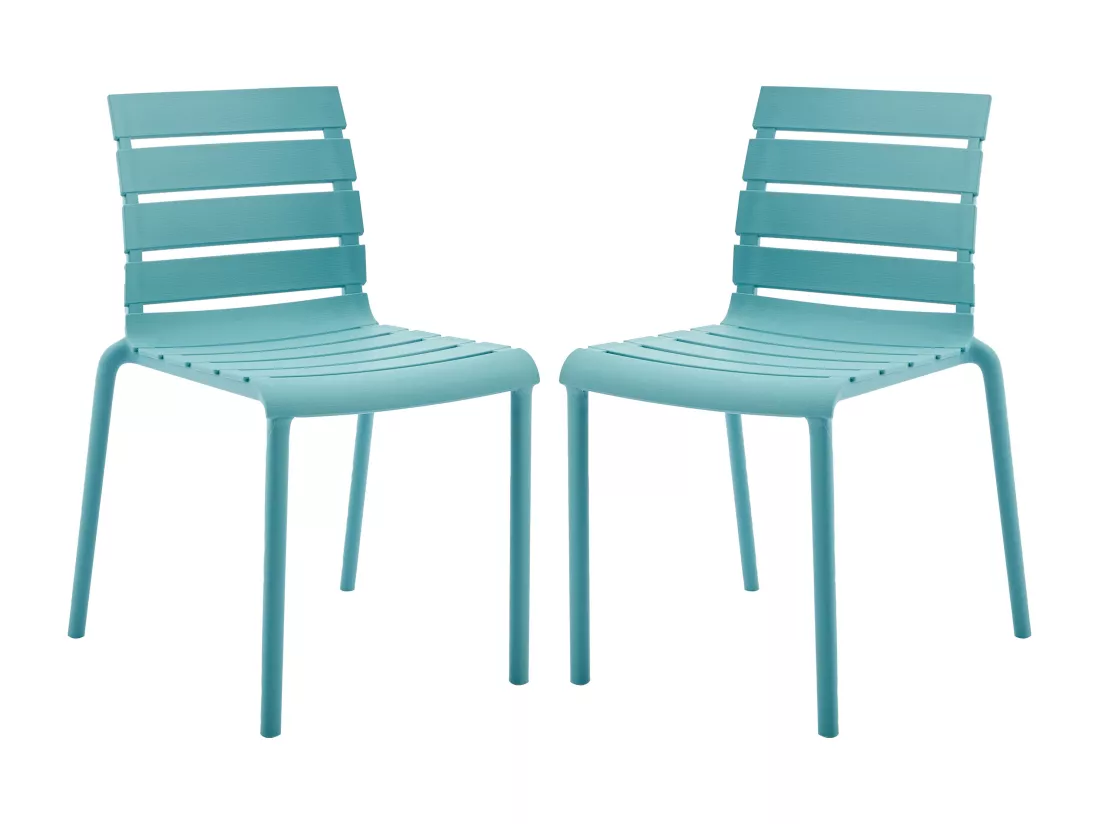 Lot de 2 chaises de jardin empilables en polypropylène - Bleu ciel - PANDJI de MYLIA