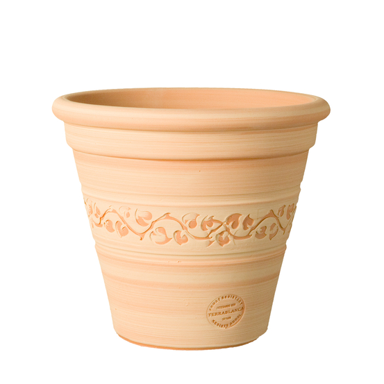 Pot Conique frise en terre cuite claire Ø 27 x H. 26 cm