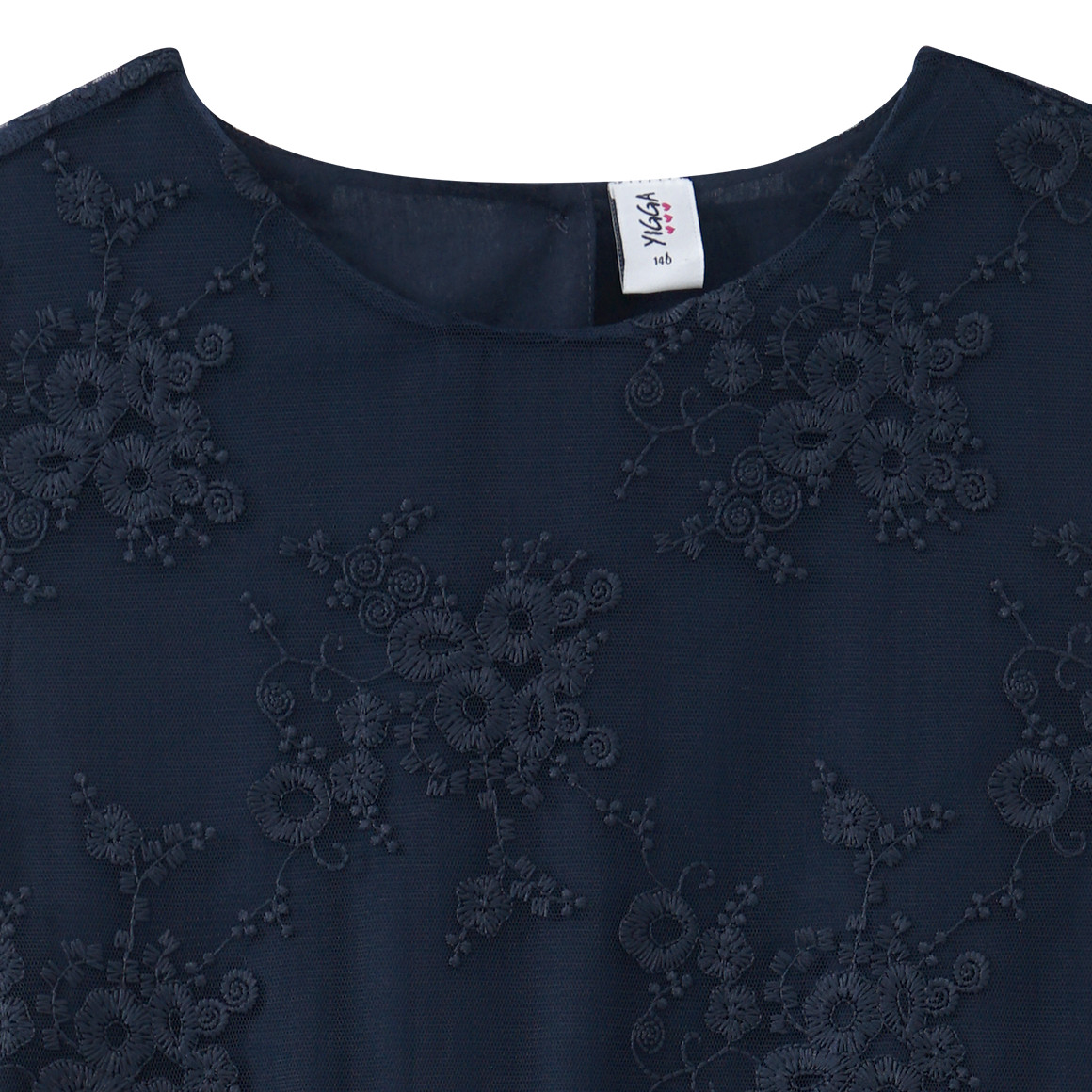 Yigga Festliches Mädchen Kleid mit Spitze dunkelblau
