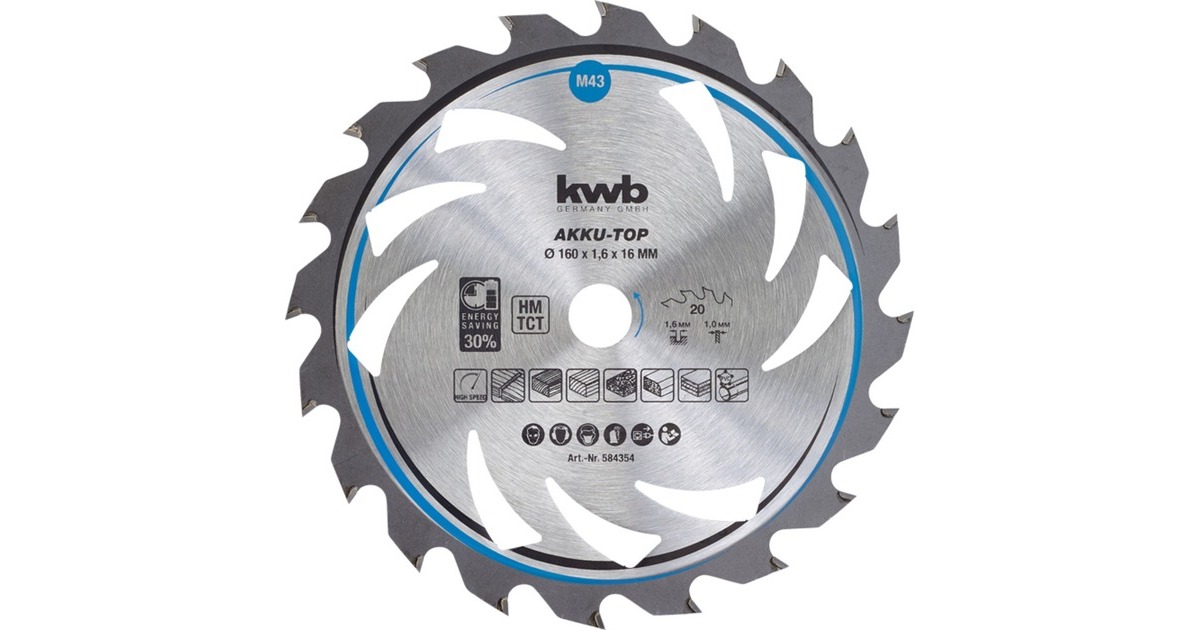 KWBDun zagend Cirkelzaagblad, met hardmetaal versterkt 160mm