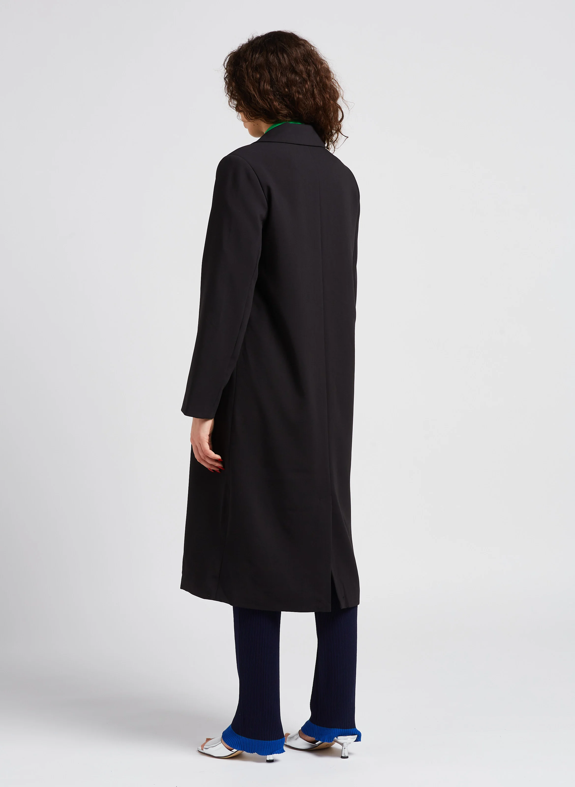 Manteau long col tailleur| Noir