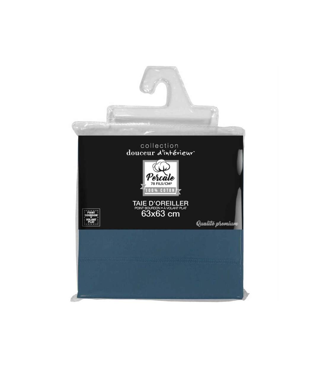 Taie d'Oreiller Percaline 63x63cm Bleu