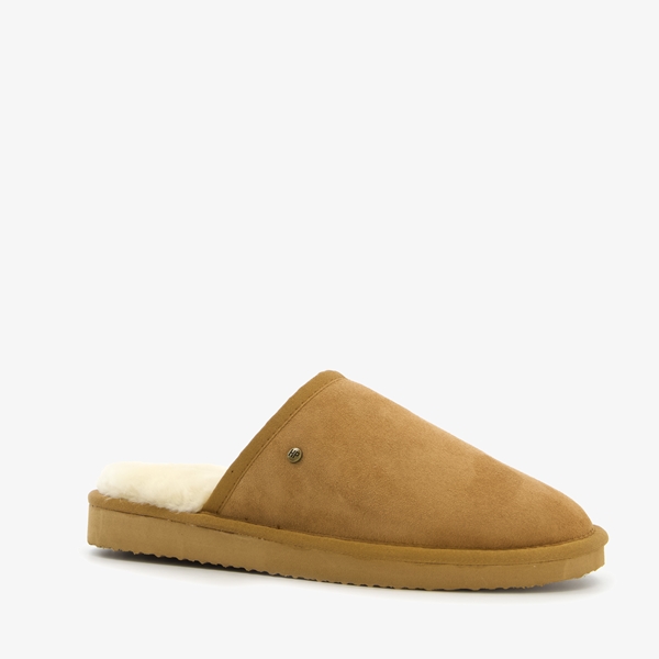 Hush Puppies gevoerde heren pantoffels cognac