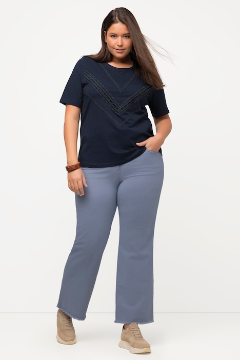 Colorjeans Mary, Fransensaum, weites Bein, Biobaumwolle