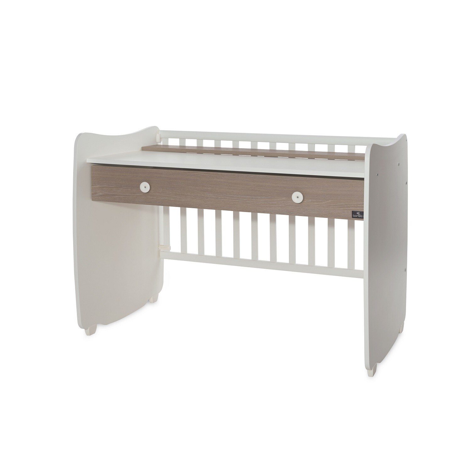 Lorelli Babybett Dream 70 x 140 cm umbaubar Kinderbett Schaukelbett Schreibtisch braun weiß