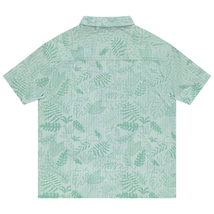Chemise manches courtes imprimé feuillage pour garçon - Bleu
