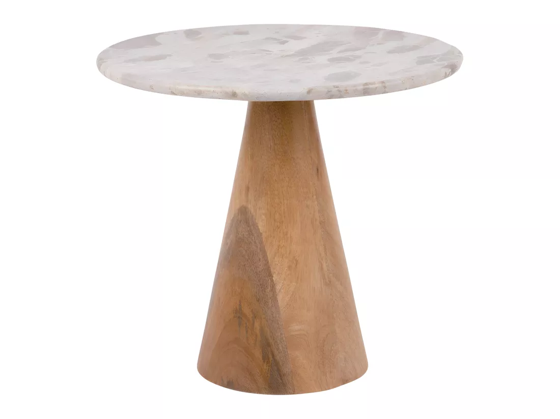 Force Wide - Table d’appoint en bois et marbre ø50cm - Brun