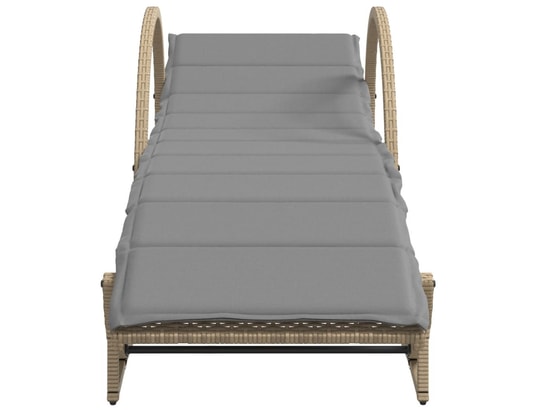 VIDAXL - Bain de soleil Chaises longues lot de 2 avec table beige résine tressée